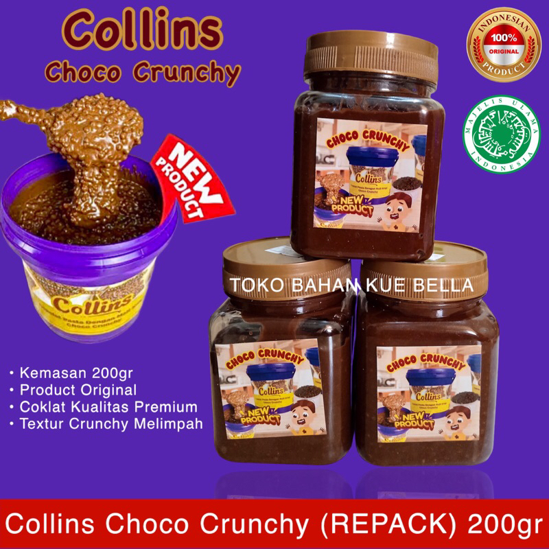 Jual COLLINS CHOCO CRUNCHY 200gr REPACK Selai Coklat Viral Shopee