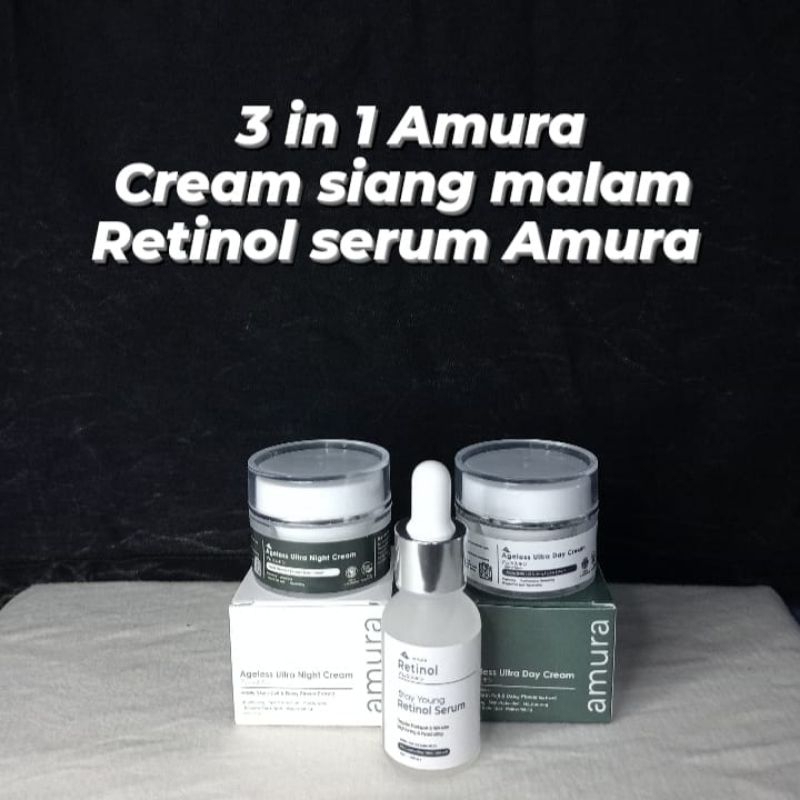 Jual 3 In 1 Amura Cream Siang Malam Amura Dan Retinol Serum Shopee