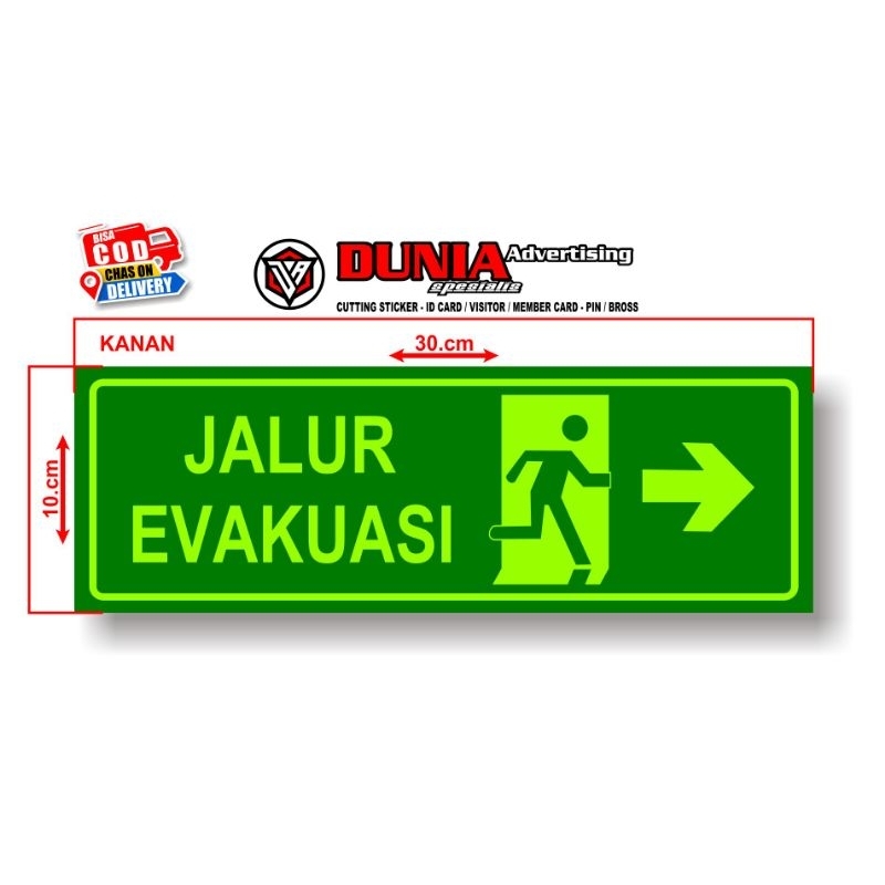 Jual Sticker Jalur Evakuasi Bahan Vinyl Cutting Sticker Fospor Glow