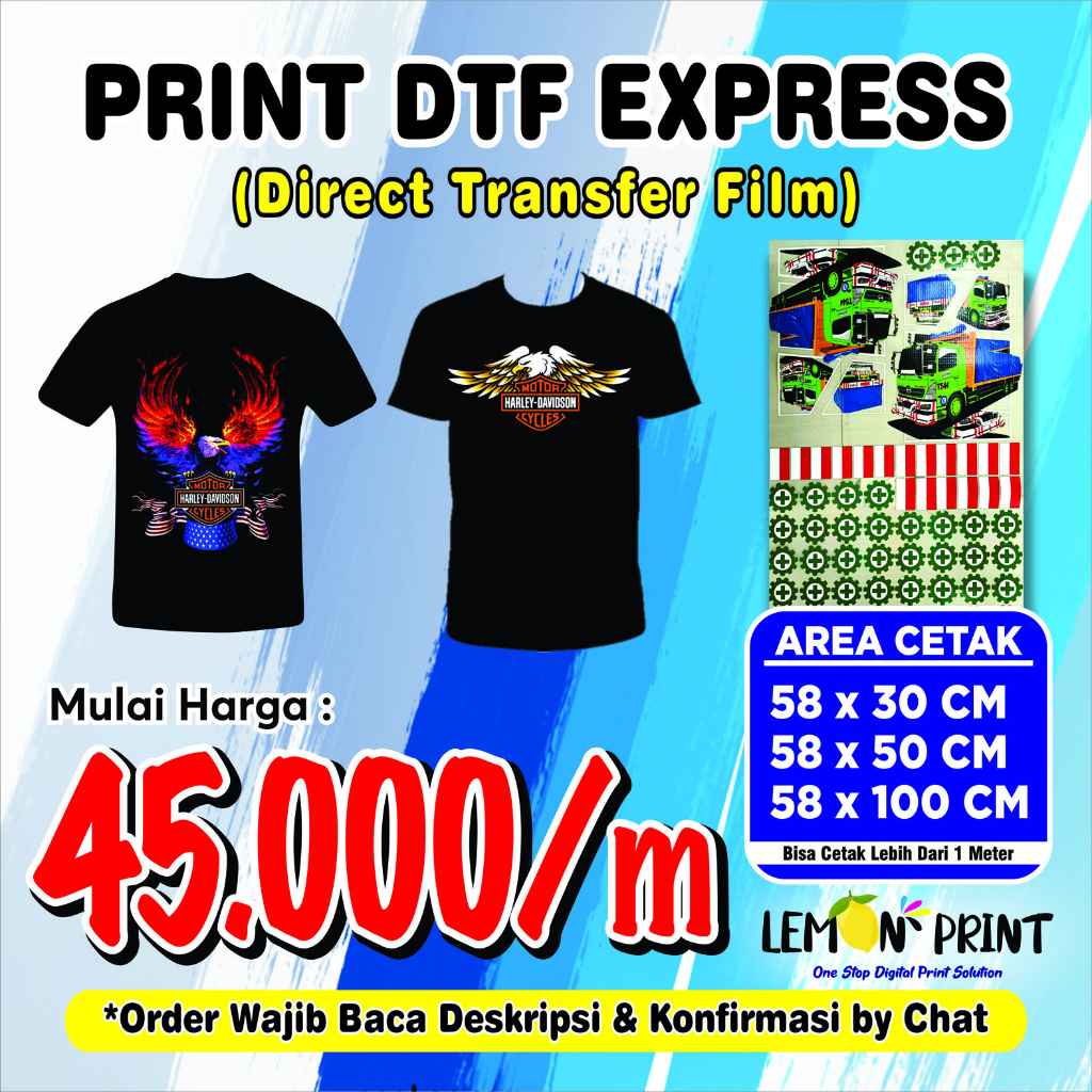 Jual Cetak Murah DTF Meteran Print DTF Sablon Satuan Surabaya Cetak