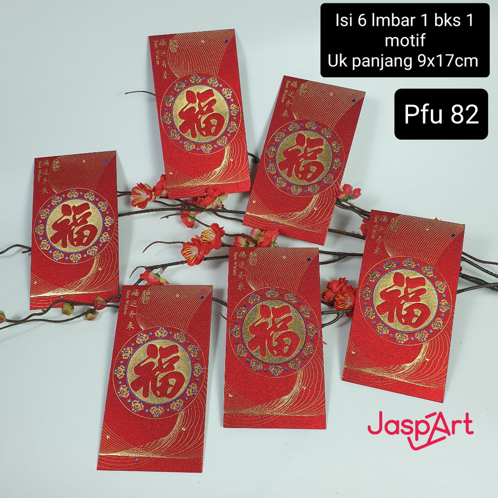 Jual ANGPAO PANJANG IMLEK FU FUK BENTUK DOMPET HONGBAO FU ANGPAO MERAH