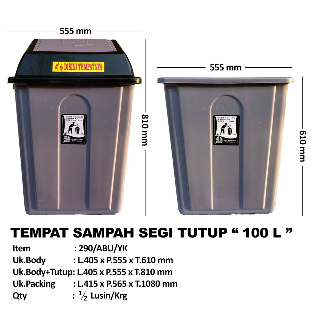 Jual MPW Tempat Sampah Abu Silver 65 Liter 100 Liter Shopee Indonesia