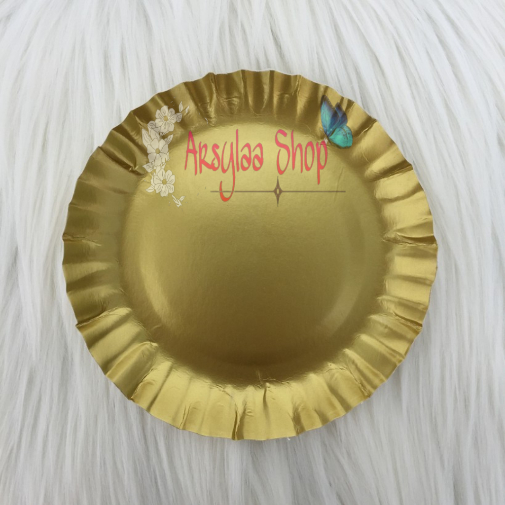 Jual Piring Kue Gold Piring Kue Ultah Paper Plate Gold Piring