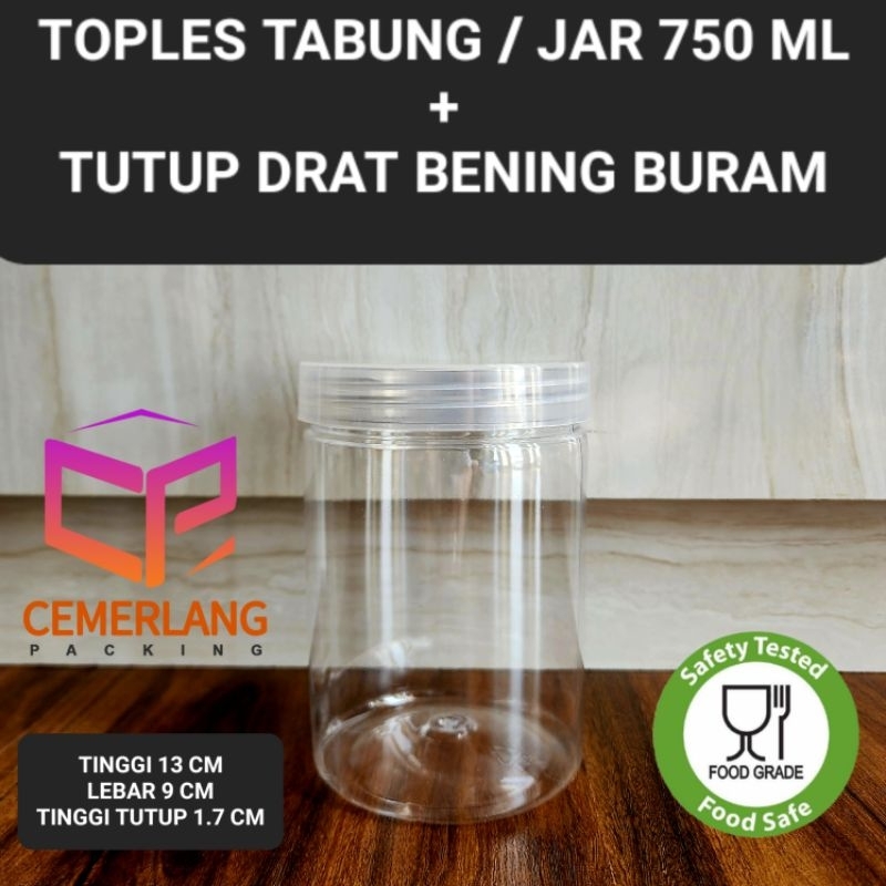 Jual Toples Jar Bening 750ML Tabung Silinder Plastik 750 ML Kue Dessert