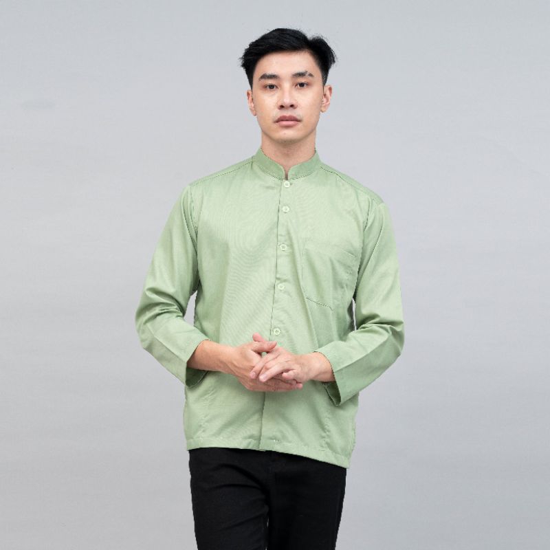 Jual Baju Koko Polos Lengan Panjang Saku Samping Kanan Dan Kiri Warna