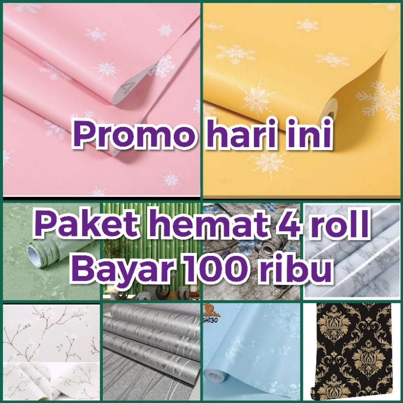 Jual PROMO PAKET HEMAT 4 ROLL Wallpaper Dinding Kamar Tidur Motif Bunga