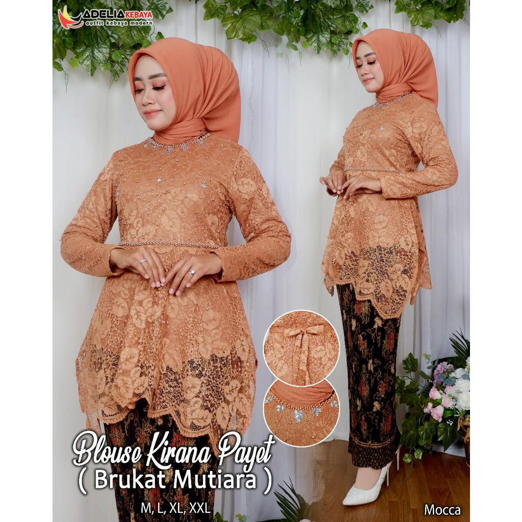 Jual AK Setelan Kebaya Blouse Kirana Payet Kebaya Modern Outfit