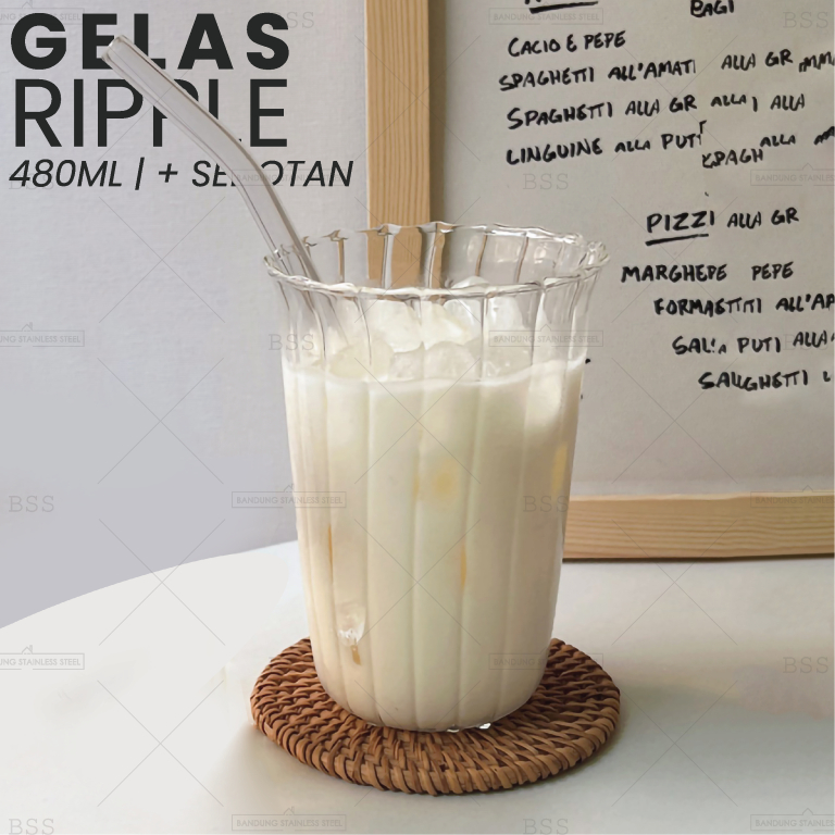 Jual Gelas Kaca Ripple Ml Motif Garis Unik Menarik High Quality