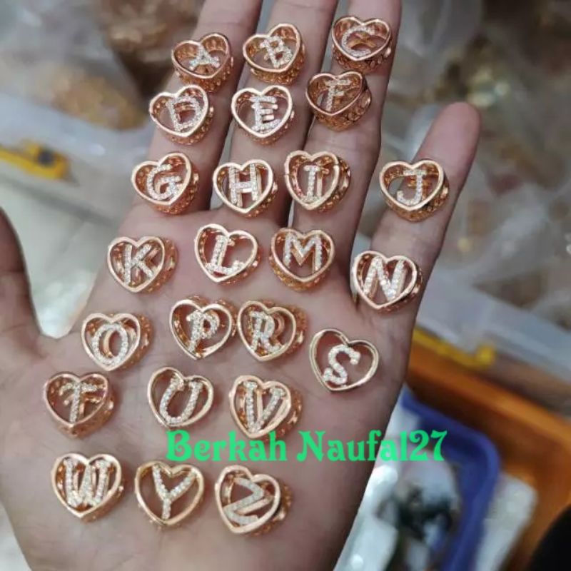 Jual Liontin Huruf Inisial Model Love Liontin Alphabet Gelang Tangan