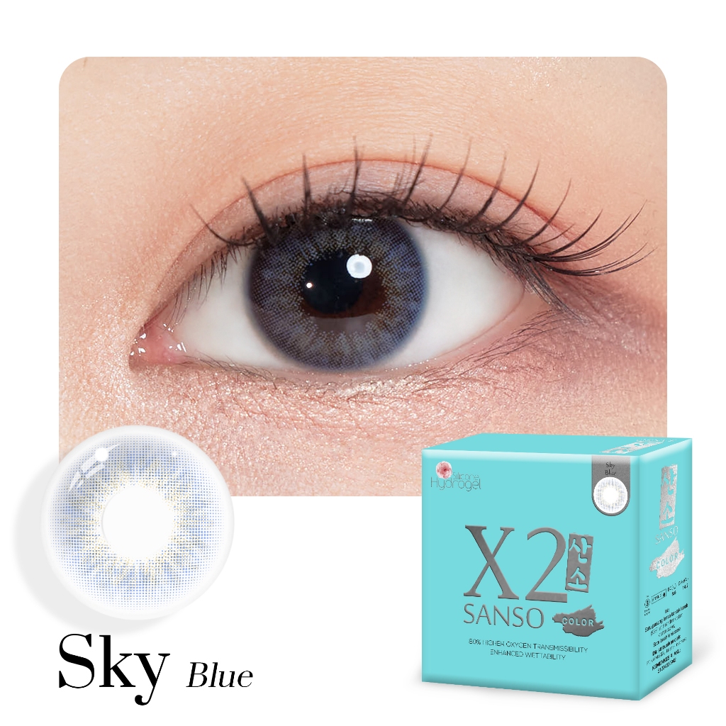 Jual SOFTLENS X2 NEW SANSO COLOR SKY BLUE MINUS 0 50 S D 10 00