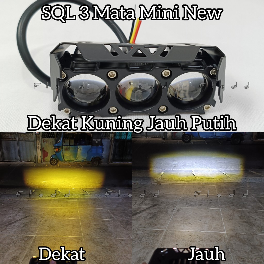 Jual Lampu Tembak MINI SQL 3 Mata Super Terang Full Aluminium Putih