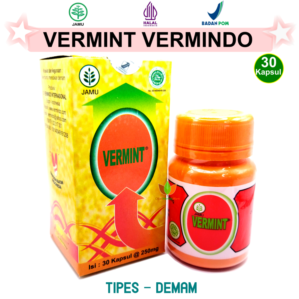 Jual VERMINT 30 KAPSUL CACING TANAH OBAT TIPES TIFUS DEMAM ASMA