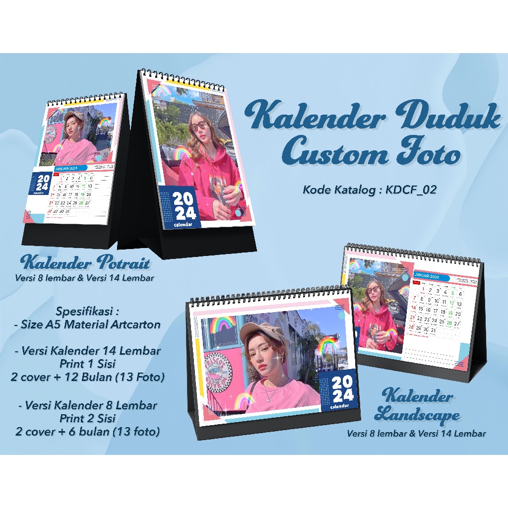 Jual CUSTOM KALENDER MEJA DUDUK MURAH KALENDER 2024 KALENDER MEJA