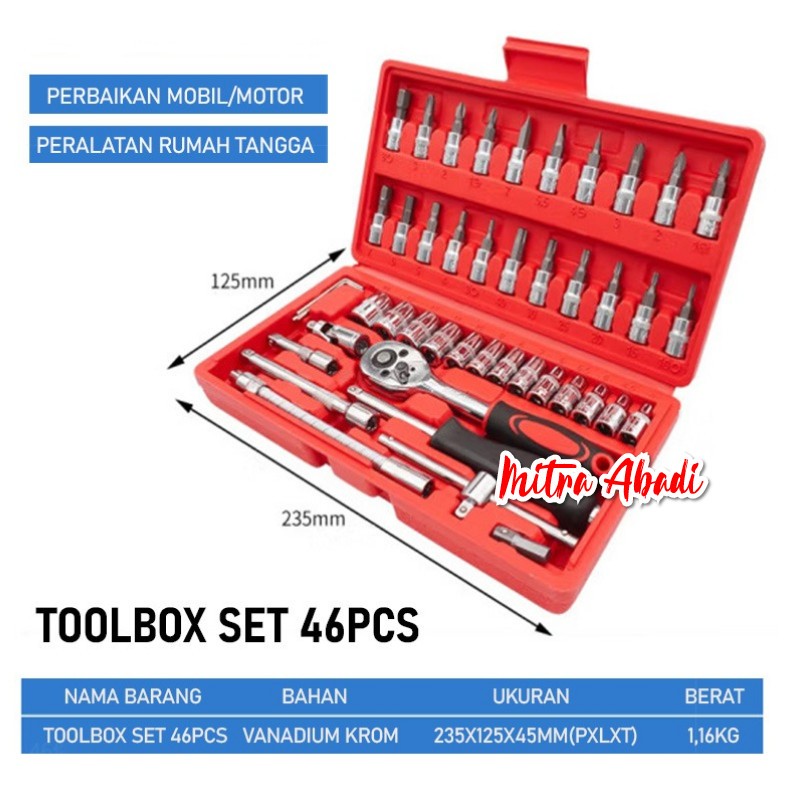 Jual Kunci Tool Box Set Sok Shock Gagang Rachet Perkakas Tools Pas Ring