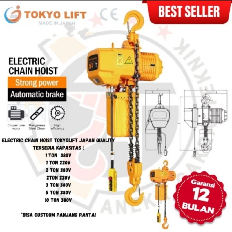 Jual Electric Chain Hoist Ton X Meter Phase Tokyolift Japan