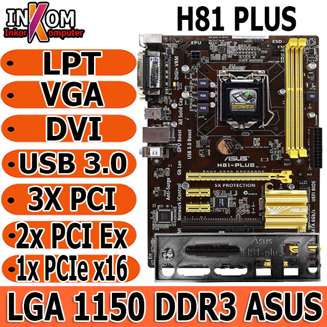 Jual Mainboard Mobo Motherboard Intel H81 Socket LGA 1150 ATX Onboard