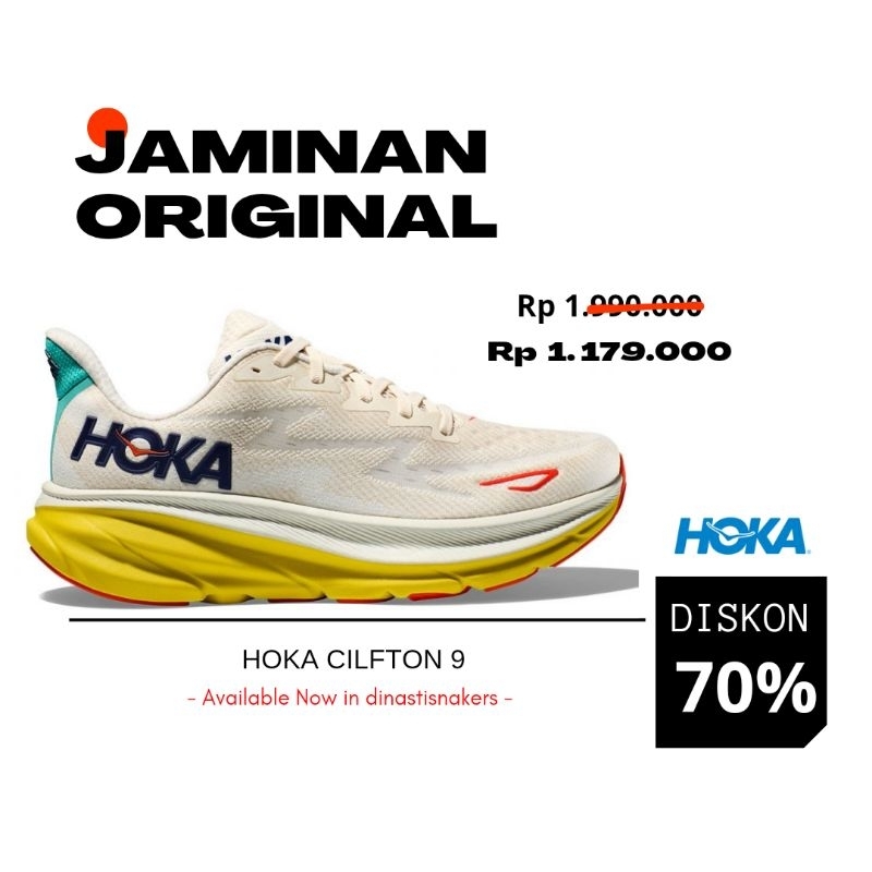 Jual Hoka One One Clifton Road Running Shoes Eggnog Passion Fruit