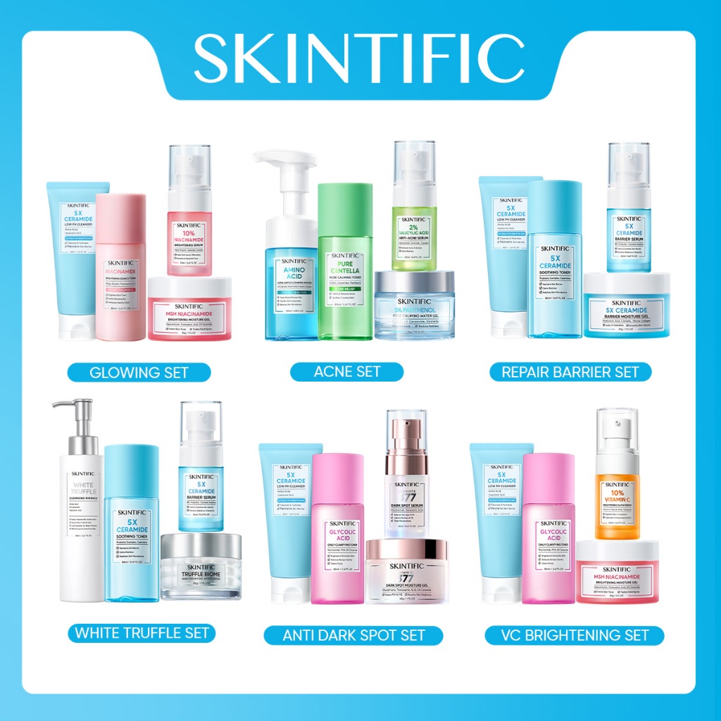 Jual SKINTIFIC 4PCS Glowing Set Paket Skincare MSH Niacinamide