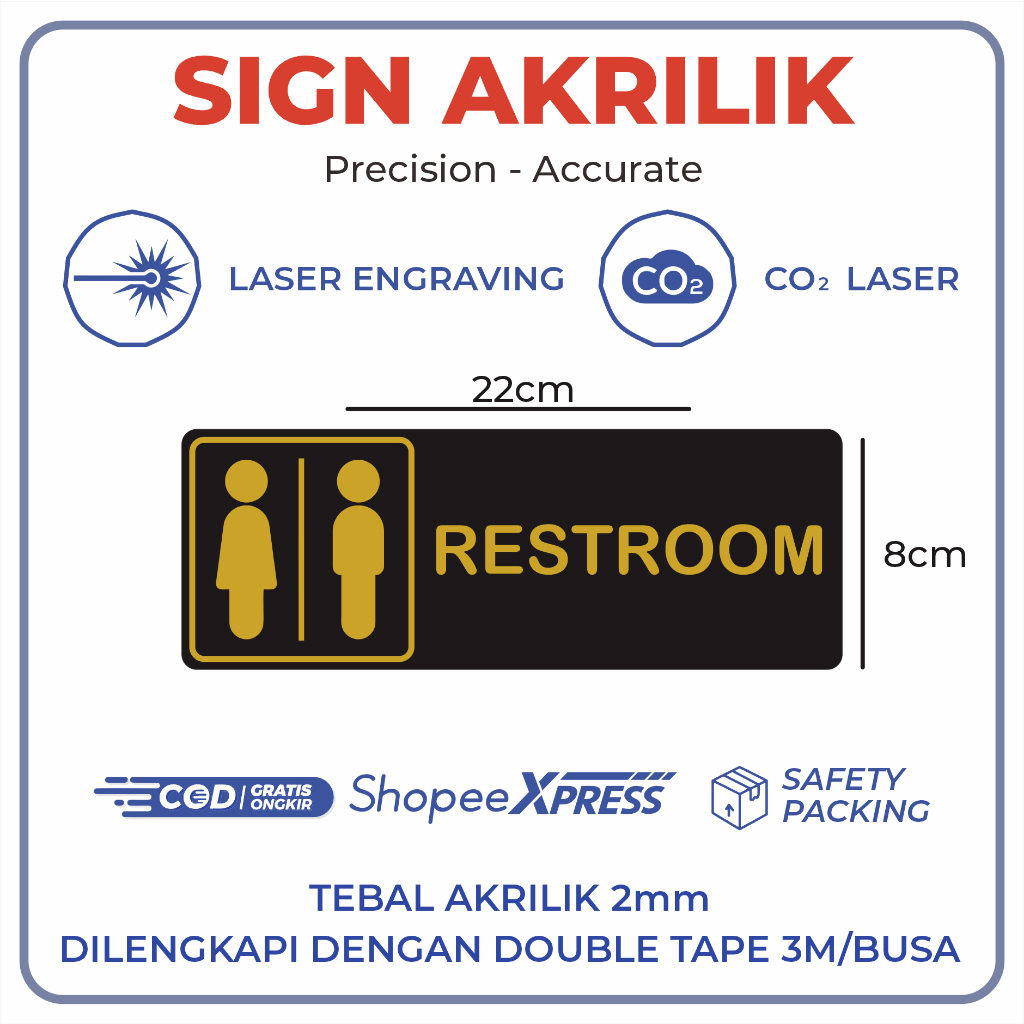 Jual RESTROOM AKRILIK PAPAN AKRILIK SIGN BOARD AKRILIK Shopee