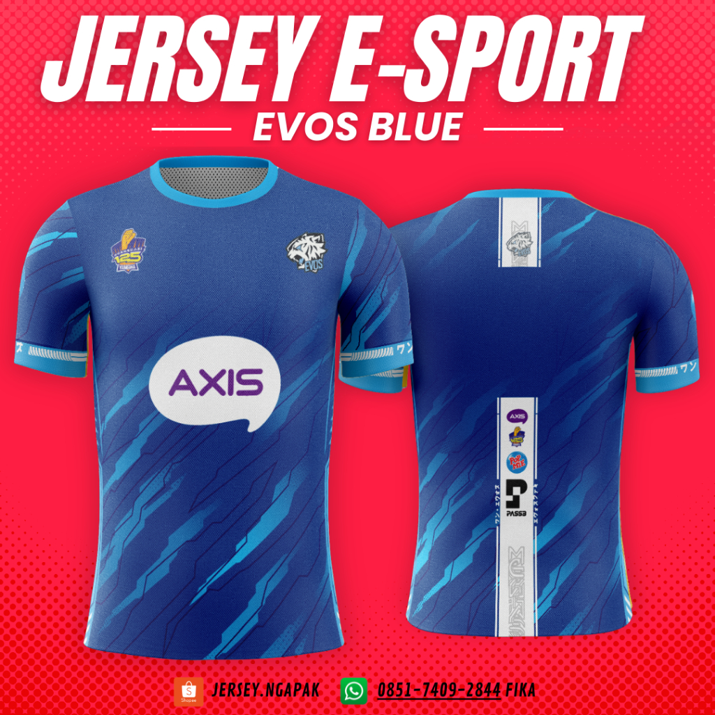 Jual JERSEY EVOS BLUE ESPORT 2023 MPL S12 FULLPRINTING BISA CUSTOM