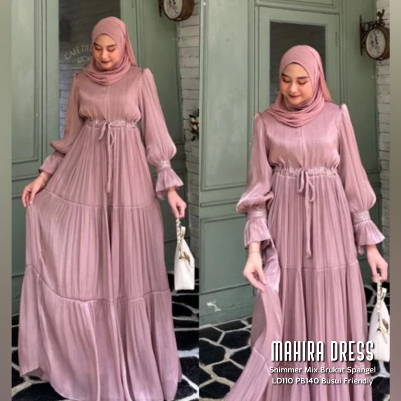 Jual Mahira Shimmer Dress Label Savna Gamis Abaya Pesta Kondangan