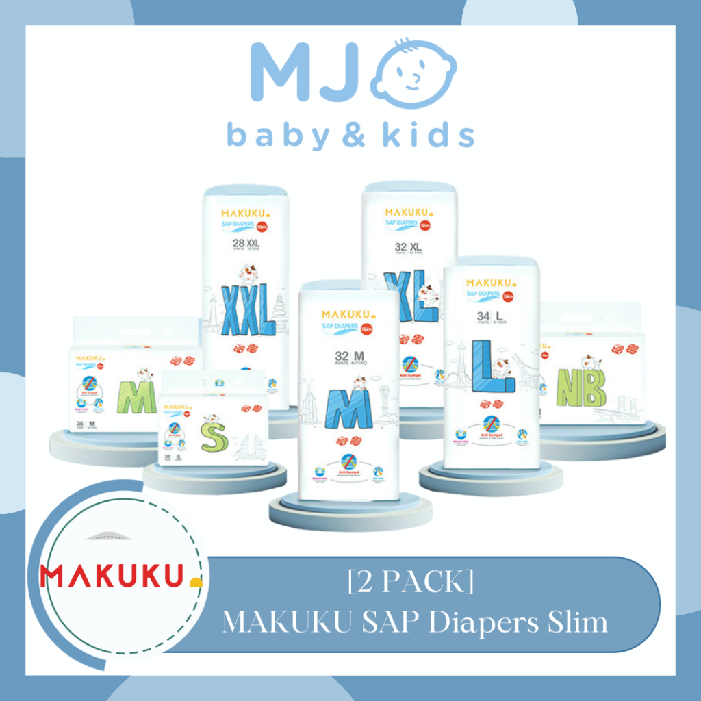 Jual 2 PACK MAKUKU SAP Diapers Slim NB28 S38 M32 L34 XL32 XXL28