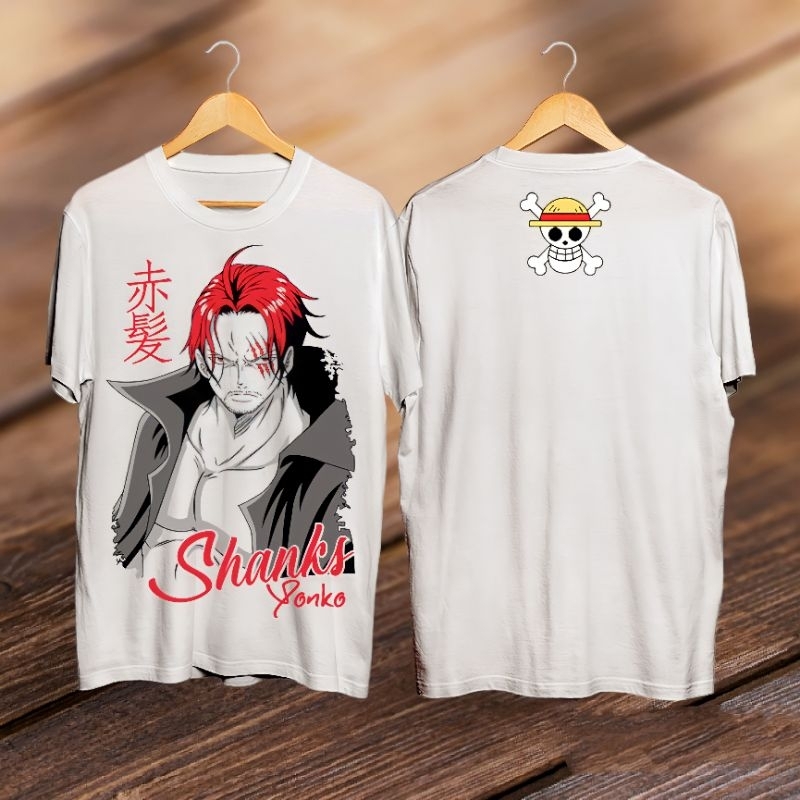 Jual Kaos Distro Oblong Pakaian Pria Kaos Anime Onepiece Shanks Akagami