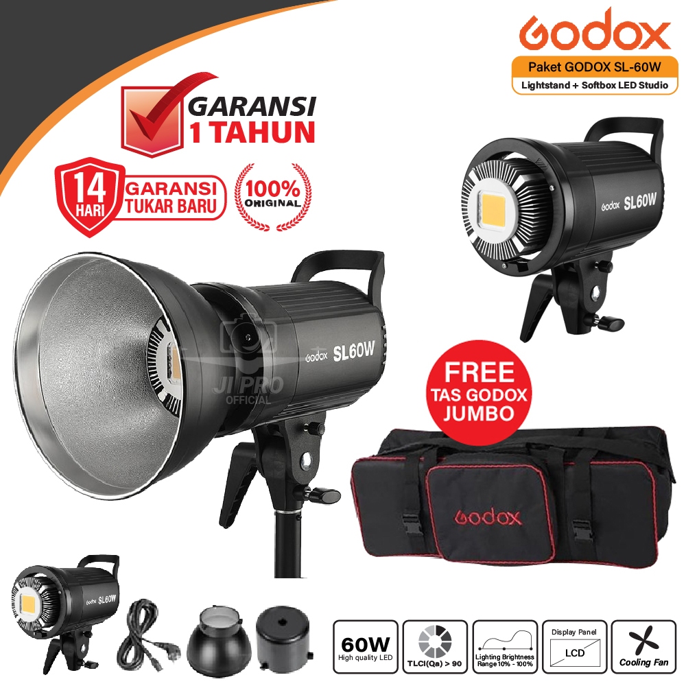 Jual Paket GODOX SL 60W SL60W SL60 W Lightstand Softbox LED