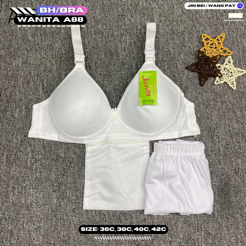 Jual BRA BH WANITA A88 SET 2 CELANA DALAM SIZE 32 38 KAIT 3 PAKIAN