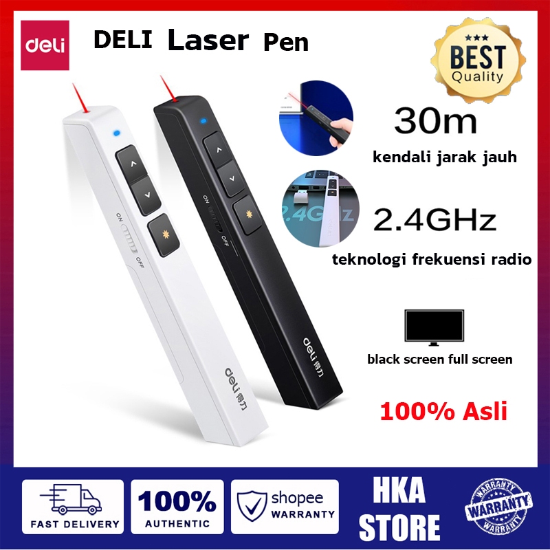 Jual Deli Laser Pointer Sinar Merah Jarak 30M Presenter Wireless USB