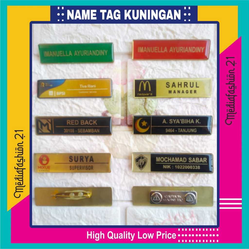 Jual Name Tag Papan Nama Kuningan Kotak Peniti Paku Magnet