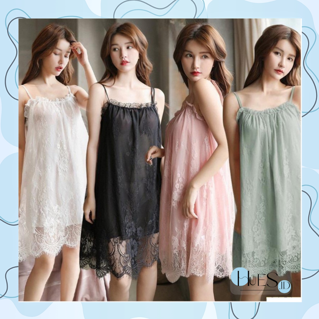 Jual Hues Id Lingerie Wanita Lace Baju Tidur Tanpa Lengan Gaya Korea