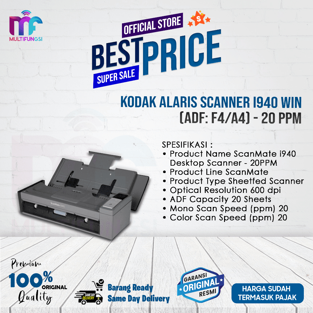 Jual Kodak Alaris Scanner I940 WIN ADF F4 A4 20 Ppm Shopee Indonesia