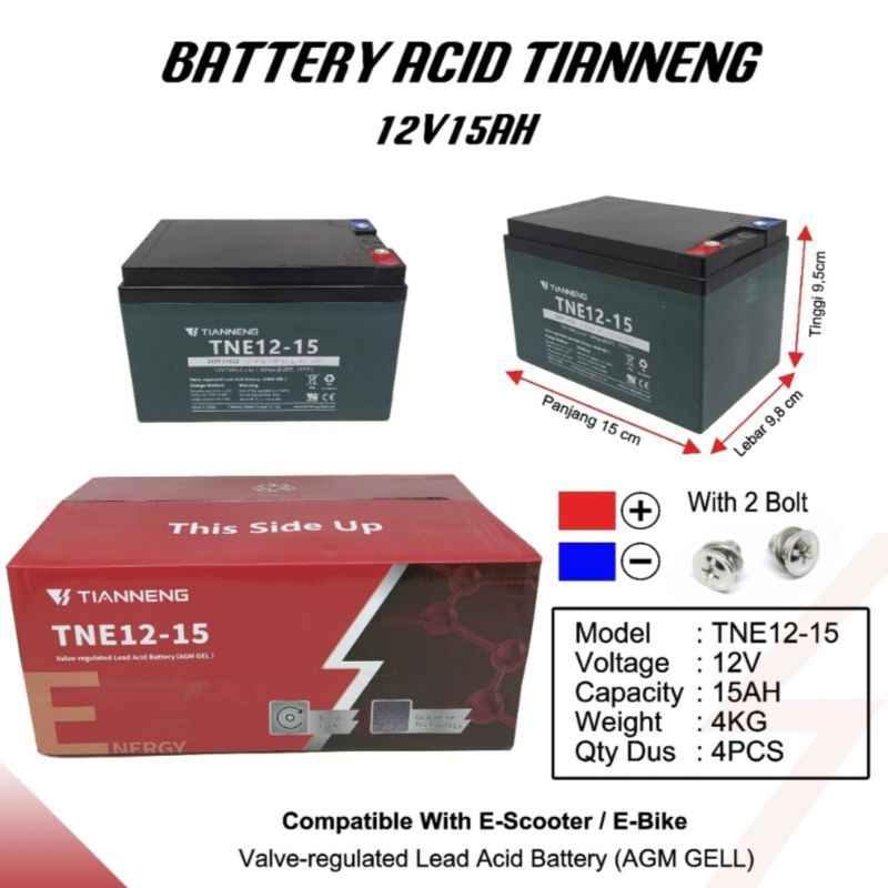 Jual Aki Baterai Sepeda Listrik Selis E BikeTian Neng Battery Acid 12V