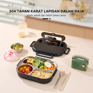 Jual Ecentio Lunch Box Stainless Kotak Makan Sekat Tahan Panas Dan