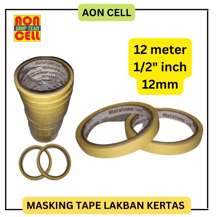 Jual MASKING TAPE LAKBAN KERTAS 12 Mm 1 2 INCH 12 Meter Selotip Kertas