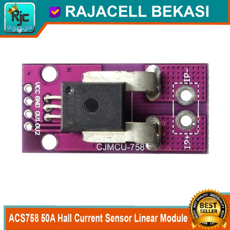 Jual ACS758 50A Hall Current Sensor ACS758LCB 050B PFF T Linear Module