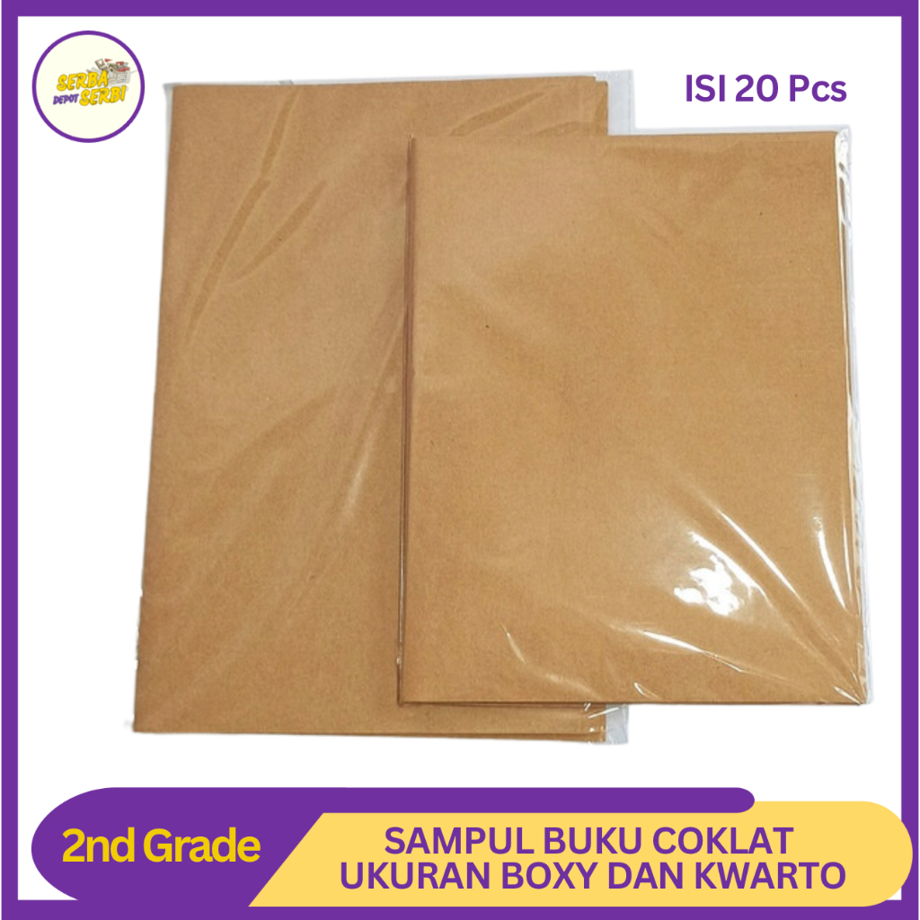 Jual Sampul Buku Tulis Coklat Polos Ukuran Kwarto Boxy 1 Pak Isi 20