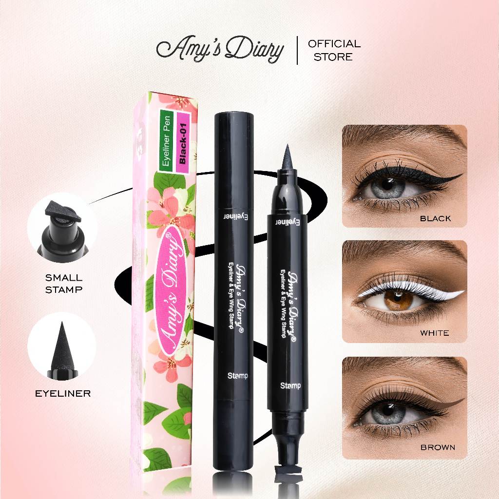 Jual Eyeliner Pen 2 In 1 Waterproof Liquid Eyeliner STAMP Waterproof