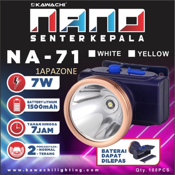 Jual Senter Kepala Kawachi Nano Na Watt Cahaya Terang Bisa Tahan