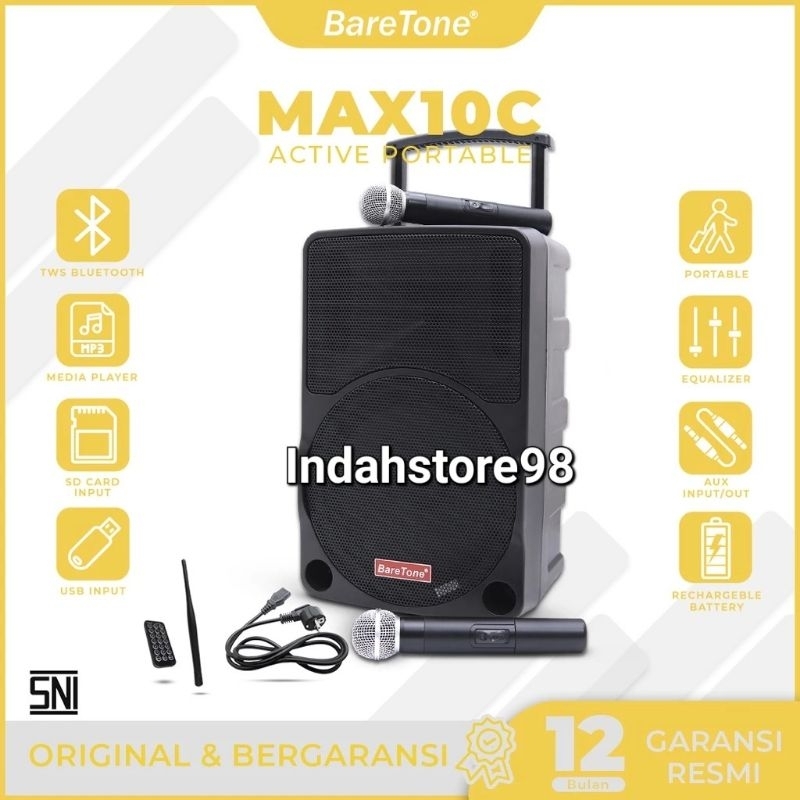 Jual Speaker Aktif Portable 10 Inch Baretone Max10C Bluetooth Xbass 2