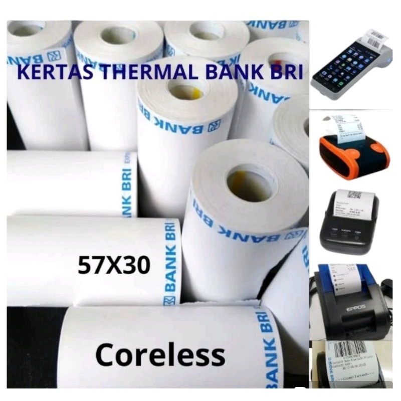 Jual Kertas Struk Thermal EDC LOGO BANK BRI 58X30 57X30 Untuk EDC