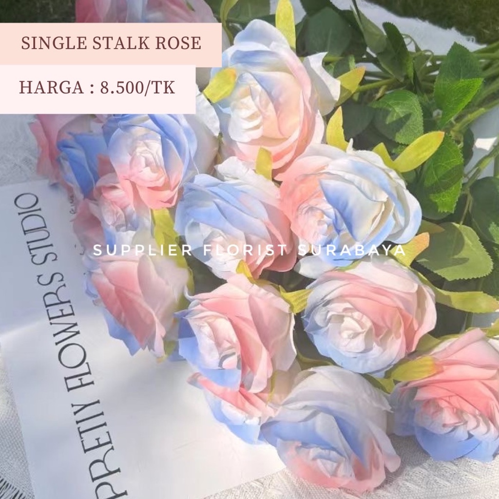 Jual Tangkai Bunga Mawar Ombre Sembur Single Stalk Rose Artificial