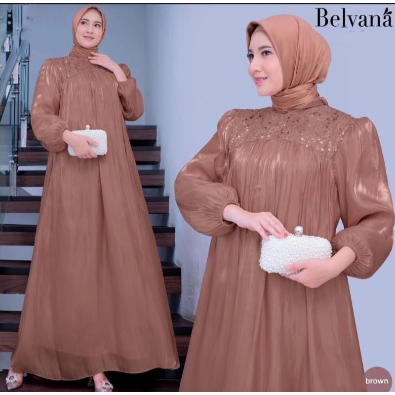 Jual Gamis Shimmer Hitam Terbaru Belvana Dress Muslim Baju Kondangan