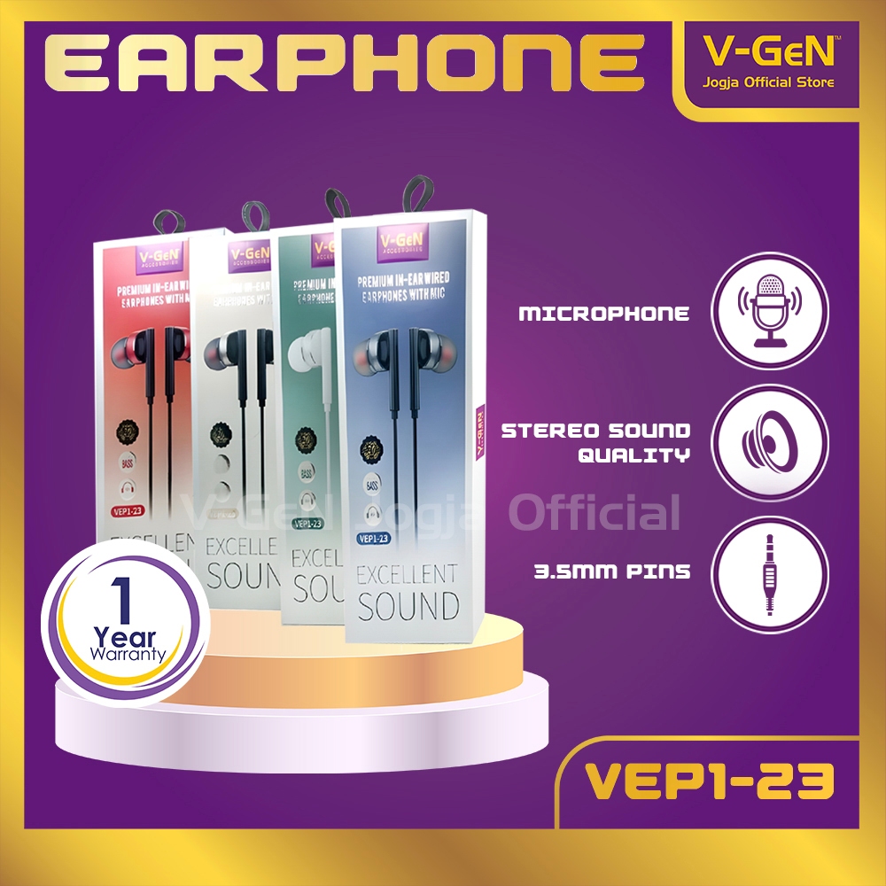 Jual Handsfree V GeN VEP1 23 Wired Earphone Headset Stereo Sound EXTRA