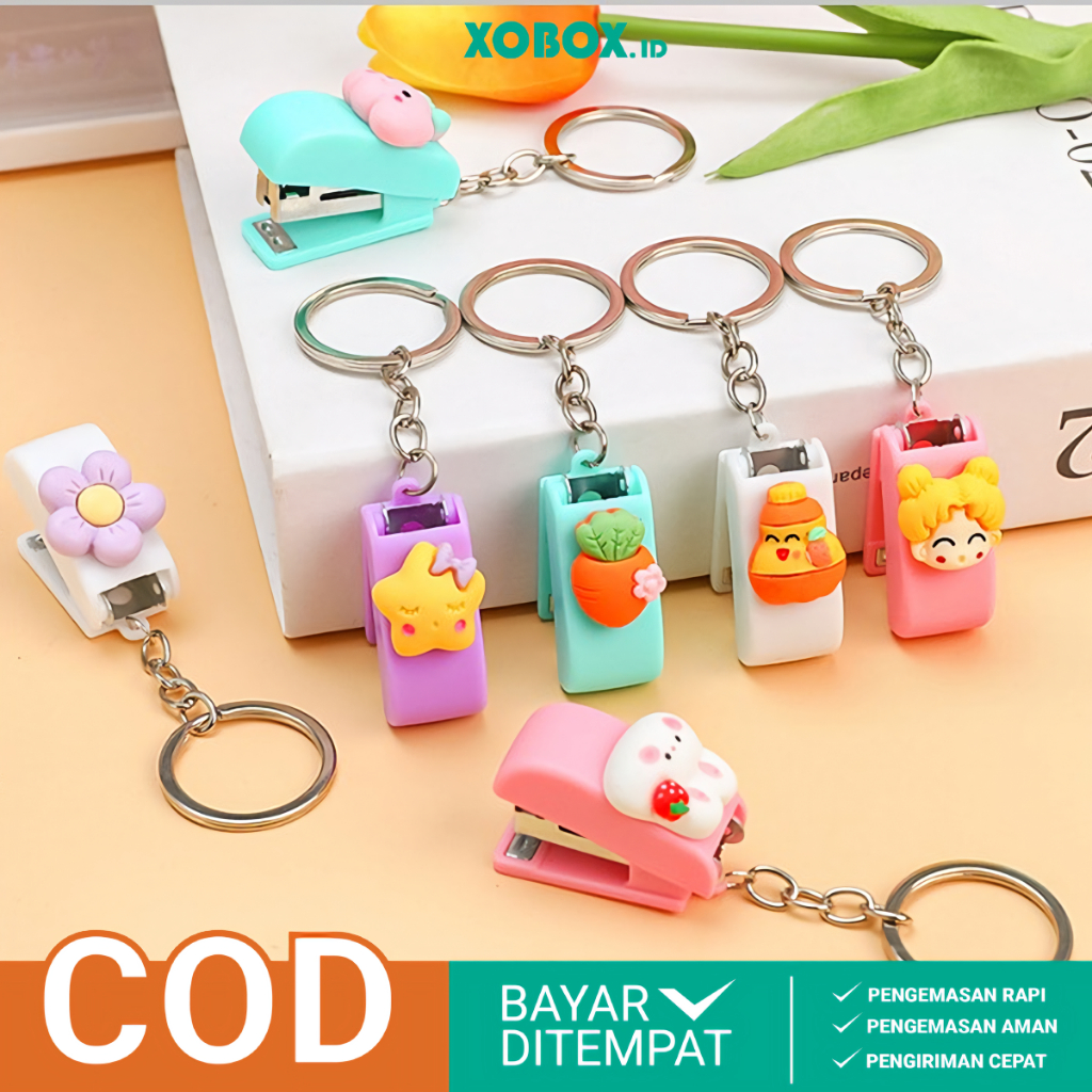 Jual Staples Mini Karakter Cute Gantungan Kunci Stapler Souvenir Hekter