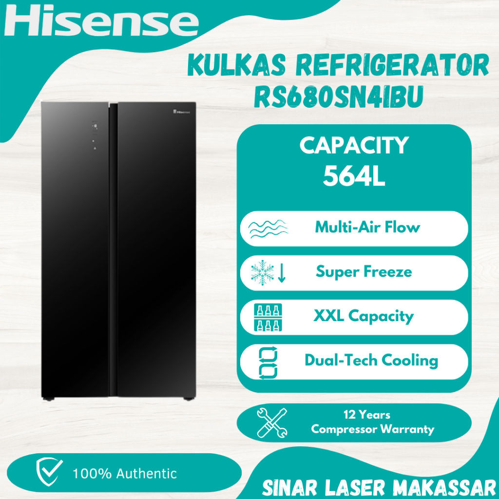 Jual Kulkas Hisense Pintu Side By Side Refrigerator Rs Sn Ibu