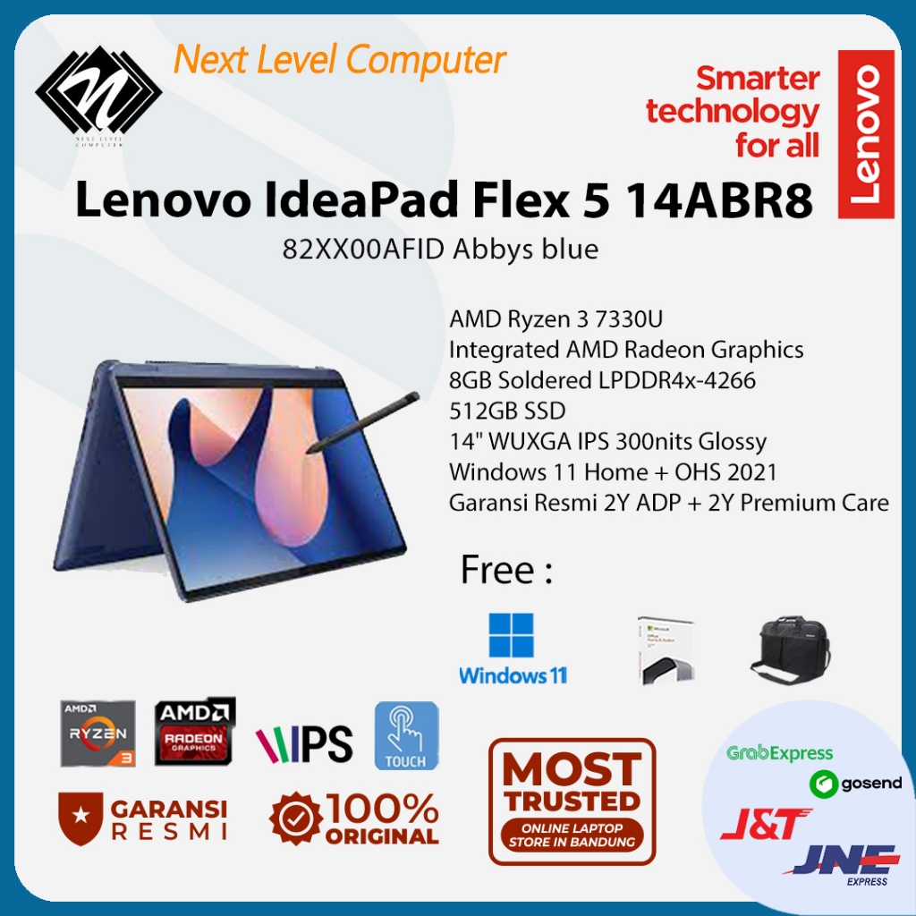 Jual Lenovo IdeaPad Flex 5 14ABR8 AFID Ryzen 3 7330U 8GB 512GB 14 W11