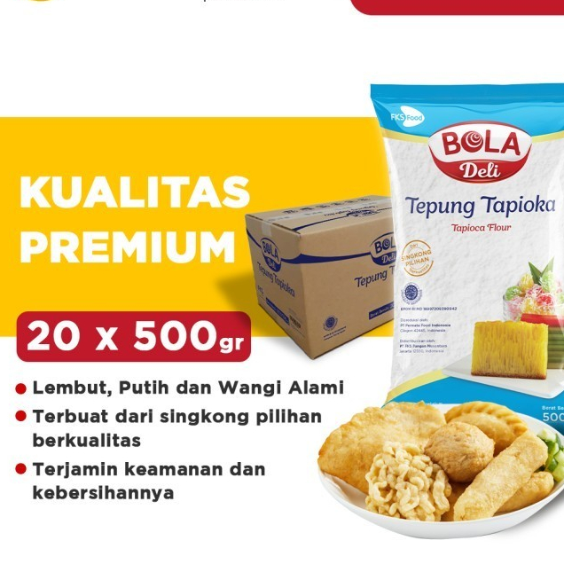 Jual BOLA Deli Tepung Tapioka 500 Gr Karton 1 Karton Isi 20 Shopee