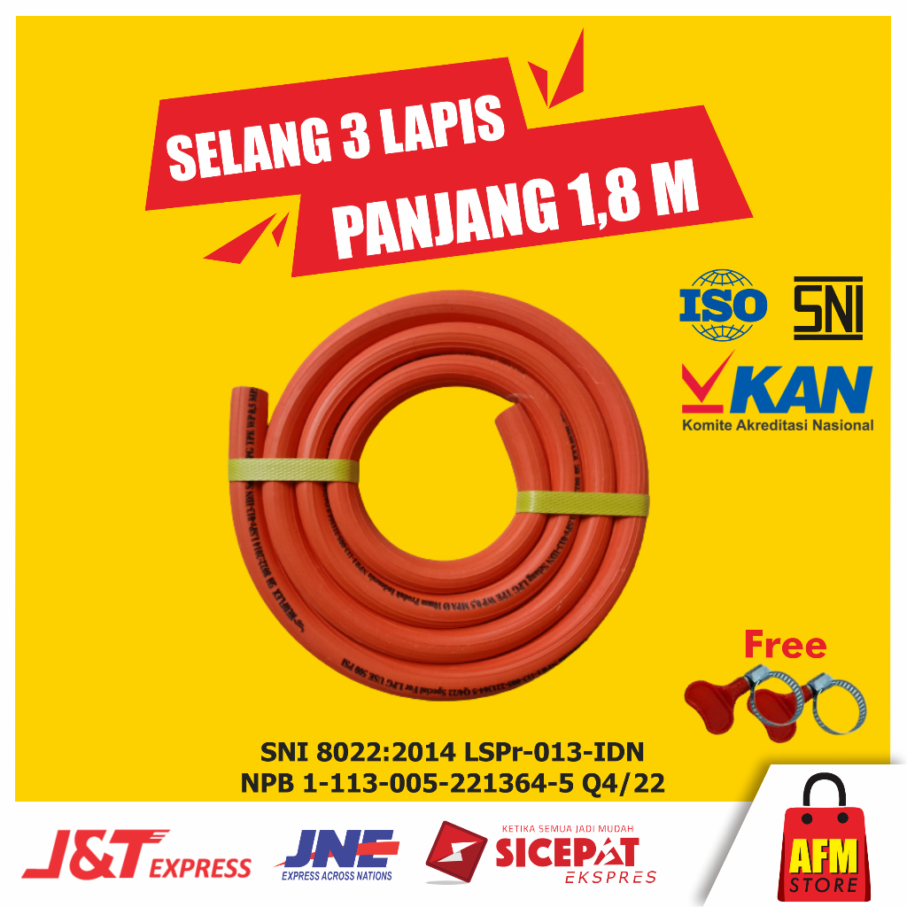 Jual Selang Kompor Gas LPG 3 Lapis Original SNI Panjang 1 8 Meter